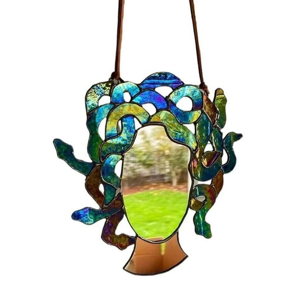 Hanging Stained Glass Mirror Creative Wall Mounted Mirror Pendant For Home
