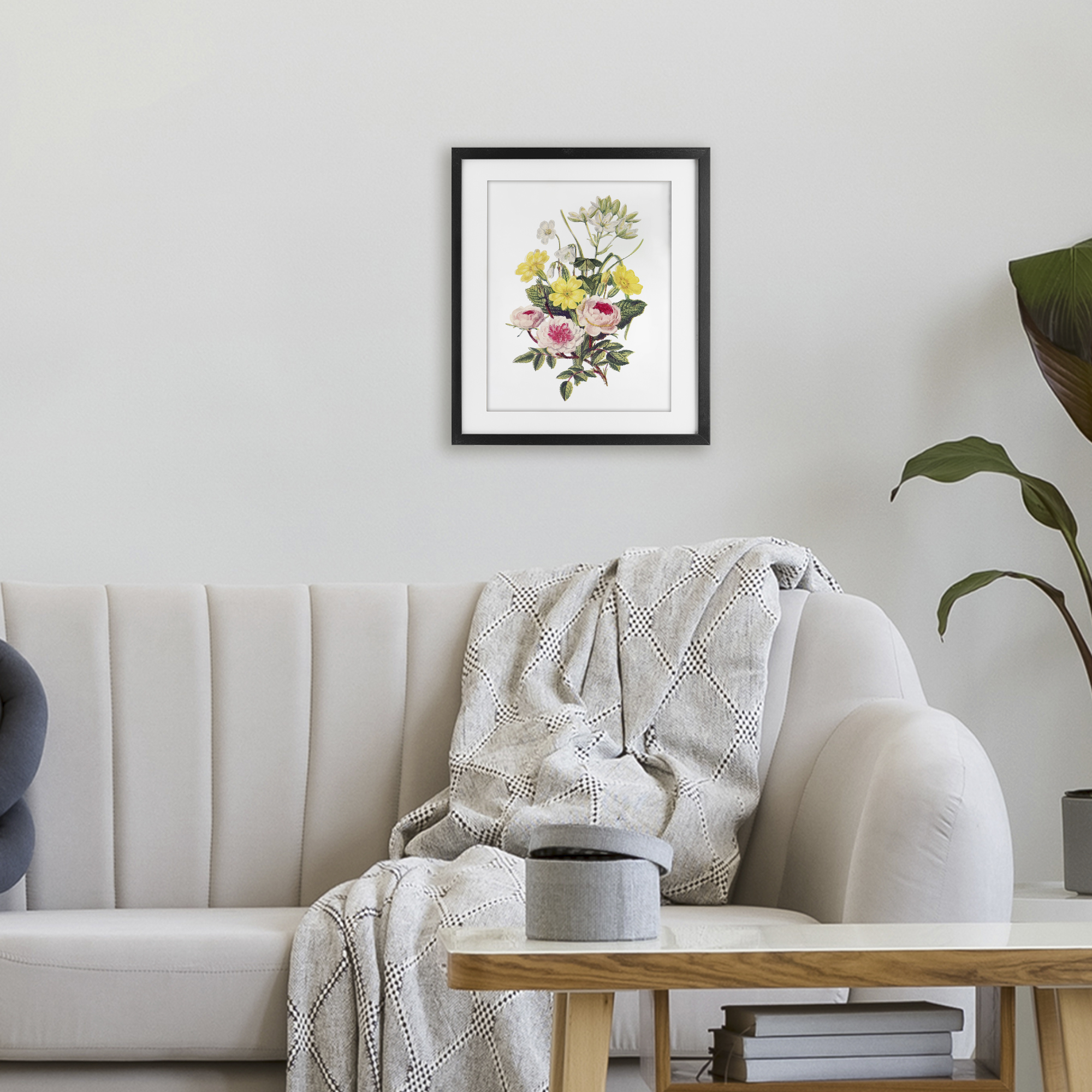 Bushel of Wild Florals Black Framed Print Under Glass, design by Lettered and Lined
