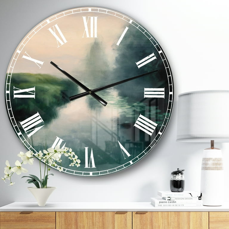 Designart Twilight Fog Lakeshore Wall Clock - 23x23 29x29