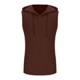 thumbnail image 5 of BiZtdJrK Slim Tunic for Man Sleeveless Track Gym Hooded Tank Tops Solid Casual Button Henley Shirts Bodybuilding Muscle Fit Vest Shirt Brown XL, 5 of 8