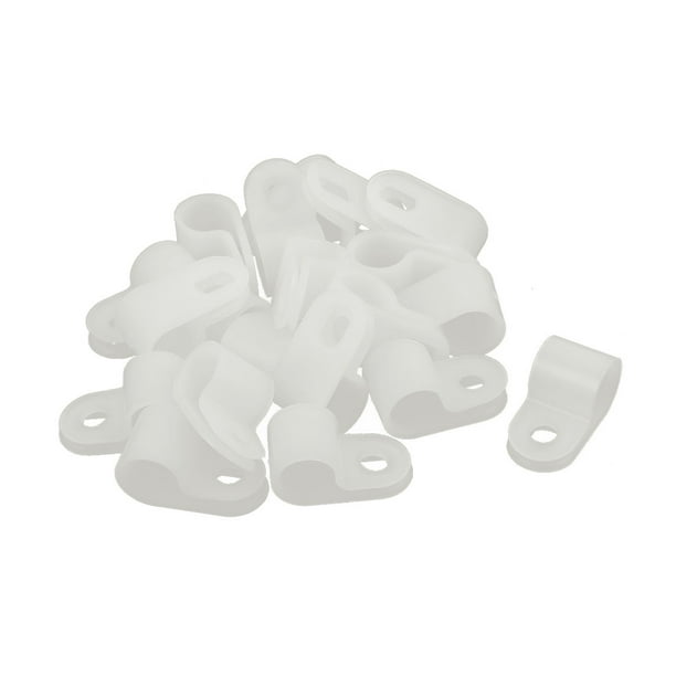 20Pcs Nylon R Type CC2 3/8" Cable Cord Wire Clamp Clip Fastener White