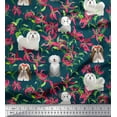 thumbnail image 1 of Soimoi Polyester Crepe Fabric Floral,Sheepdog & Yorkshire Terrier Dog Printed Craft Fabric by The Yard 42 Inch Wide, 1 of 1