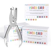 Punch Cards, 200 Pack Reward Punch Cards with Hole Puncher, Behavior Incentive Award for Kids, School Classroom Teachers Home Business Loyalty Cards 3.5" x 2" (Flags)