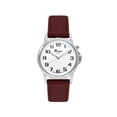 thumbnail image 2 of Bandini Womens Glow Watch - Leather Band - 28mm Analog Women's Easy to Read Wrist Watch with Light, Light Up Watches, Quartz, White Dial, Big Numbers, Glow in the Dark Hands - Silver Tone / Burgundy, 2 of 6