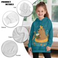 thumbnail image 6 of Xoenoiee Capybara Duck Music Note Print Long Hoodies Oversized Kids Trendy Graphic Long Pullover Dresses Sweatshirt for Teen Girls Spring Fall Casual Tops Sports Shirt with Pocket, 5-6 Years, 6 of 7