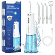 Cordless Water Flossers Picks for Teeth, IPX7 Waterproof Portable Water Flosser with 4 Pressure Modes, 2000mAh Rechargeable Water Dental Flosser for Home Travel (White)