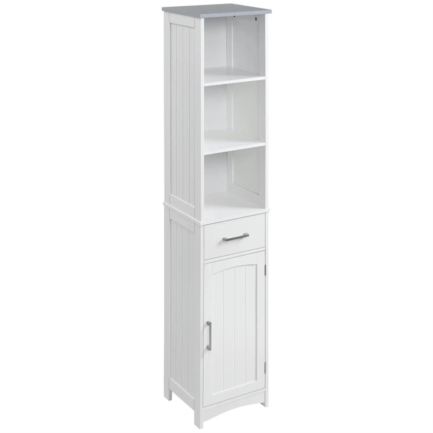 Demi Bonn 64" Tall Bathroom Storage Cabinet, Narrow Freestanding Linen Cabinet with Drawer and Shelves for Living Room, Kitchen, Dining Room, Office, Gray