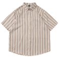 thumbnail image 4 of Camisas Casuales de los Hombres Retro Vertical Rayas Manga Corta Cuello Superior, Suelta Mezcla de Algodón Vintage para el Verano, 4 of 7