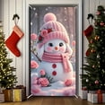 thumbnail image 2 of Tyidzon Christmas Door Cover - 35x71" Christmas Snowman Holiday Backdrop Decorations - Front Door Hanging Banner for Home Wall Party Xmas Decor, Pink, 2 of 5