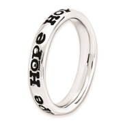 925 Sterling Silver Patterned Stackable Polished Enameled Hope Ring Size 6 Stackable Ring for Women