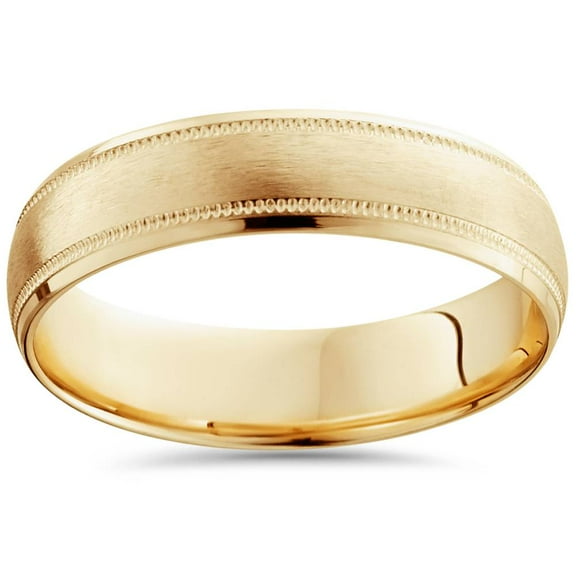 Pompeii Mens  Brushed Comfort Fit Wedding Band 14k Yellow Gold (,)