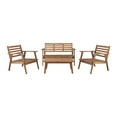 thumbnail image 4 of Linon Cole 4-Piece Acacia Outdoor Conversation Set with Coffee Table, Loveseat & Chairs, Natural/Beige, 4 of 27