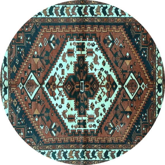 Ahgly Company Indoor Round Persian Light Blue Traditional Area Rugs, 3' Round