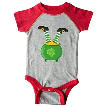 

Inktastic Saint Patrick s Day Pot Of Gold Legs Clovers Gift Baby Boy or Baby Girl Bodysuit