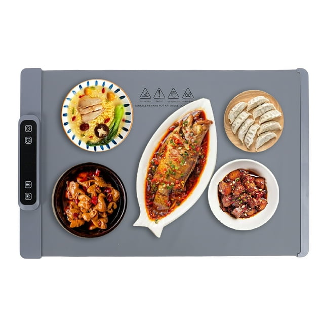 Food Warming Mat, Foldable Food Warming Mat 60 to 100 Silicone Electric Warming Tray Roll Up Food Warmer Touch Control with 3 Temperature Levels for Parties Gatherings Everyday