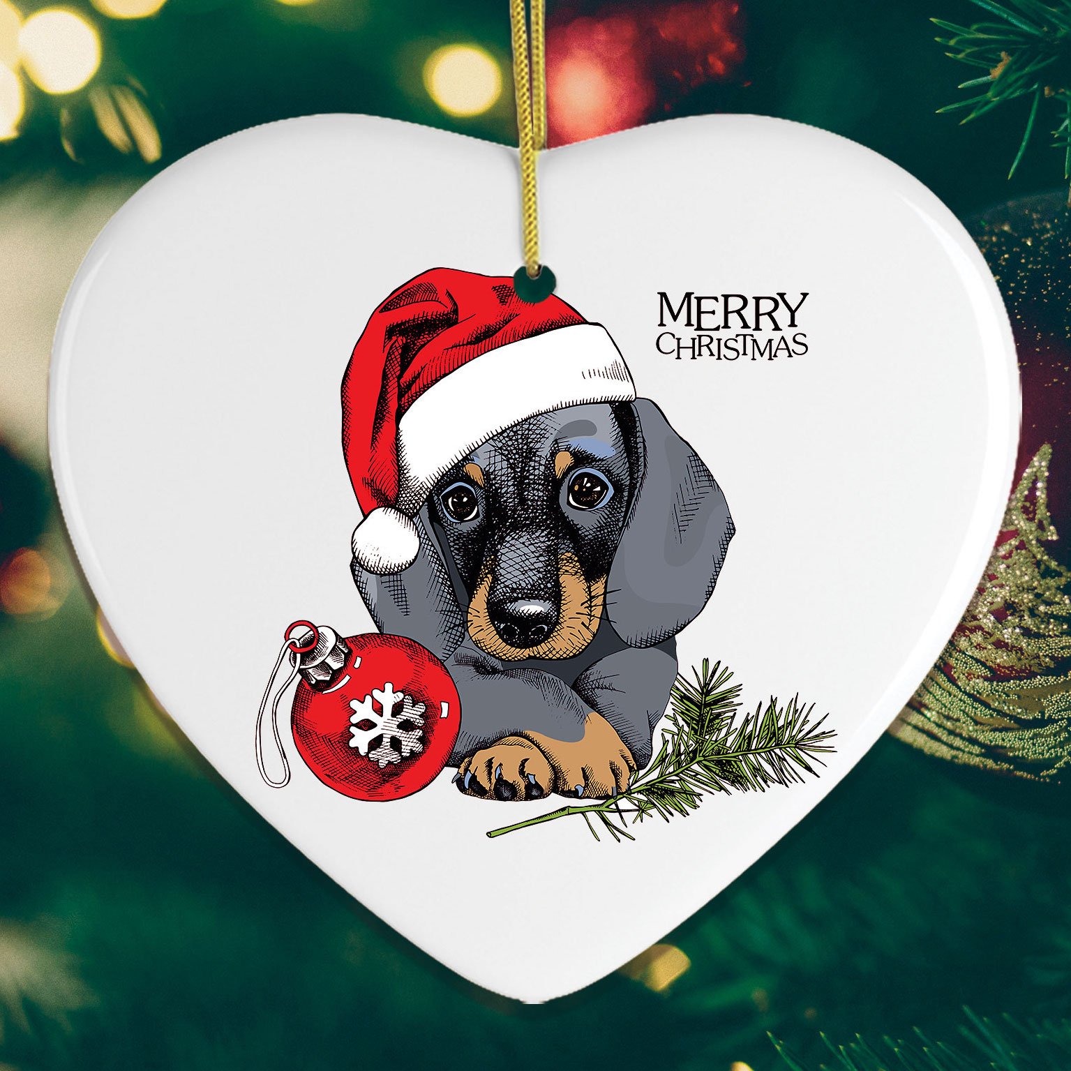 Dachshund Christmas Ornament Cute Dog With Santa Hat Walmart Com Walmart Com