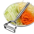 thumbnail image 1 of Pelador de verduras Huakai 2 en 1 de acero inoxidable, color plata, 1 of 8