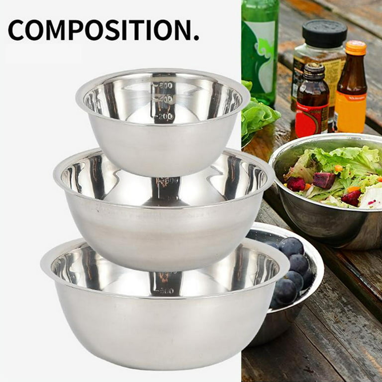 3 High Quality Stainless Steel Mixing Bowl Set with Scale for