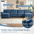 thumbnail image 4 of Zimtown Sectional U-Shaped Sofa with Ottoman, 6-8 Person Living Room Couch, 4 Seater and 2 Ottoman, Double-Layered Burlap, Blue, 4 of 11