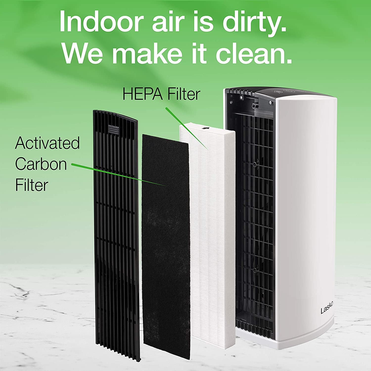 LP300 HEPA Tower Air Purifier with Timer for a Cleaner, Fresher - 2-Stage Filtration Removes Smoke, Odors, Pet Dander, Virus Sized Particles, Pollen, Dust, 21.6" x 7.3" x 10.3", Whi