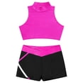 thumbnail image 3 of IEFIEL Kids Girls Sports Gymnastics Suit Sleeveless Crisscross Back Crop Top with Shorts Swimsuit Beachwear Hot Pink 14, 3 of 7