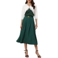 thumbnail image 2 of INSPIRE CHIC Women's Elegant 3/4 Sleeve Cropped Shrugs Vintage Lace Trim Bolero Cardigan XS White, 2 of 5