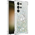 thumbnail image 3 of Compatible with Samsung Galaxy S24 Ultra Case Girls Women Galaxy S24 Ultra Case Glitter Liquid Cute Clear with Kickstand Diamond Ring Shockproof Case for Samsung Galaxy S24 Ultra Sliver YBR, 3 of 14