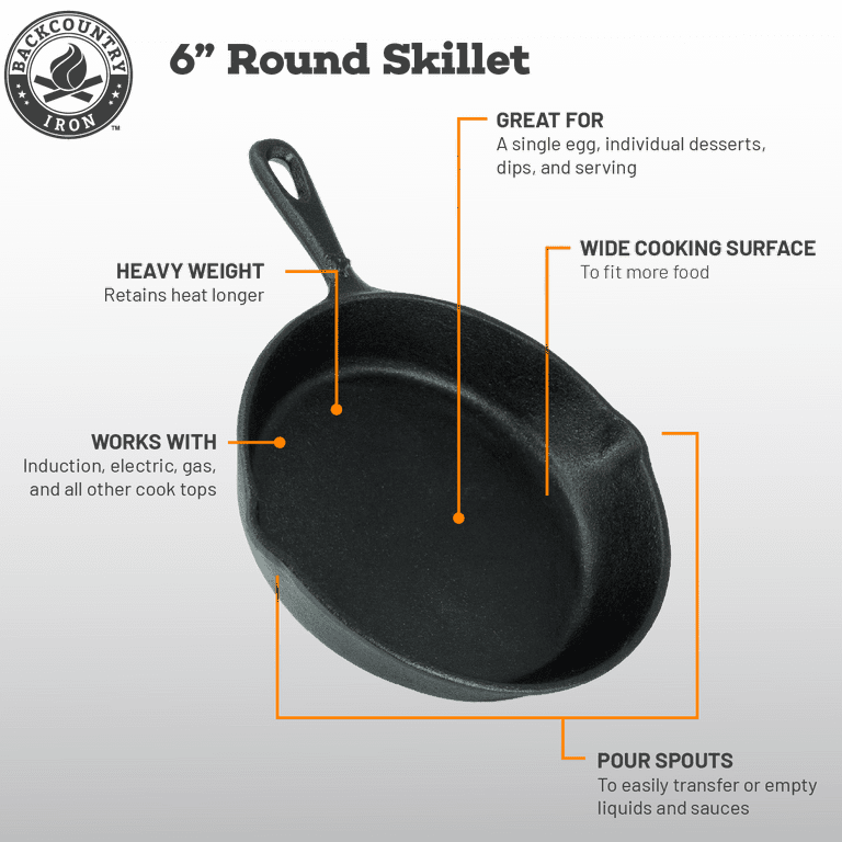 Pre Seasoned 6-1/2 Inch Skillet Electric Stovetop Compatible Cast Iron  Black NEW