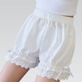 thumbnail image 4 of CPNG Girls Fashion Lace Trim Shorts Summer Thin Solid Color Loose Casual Shorts Elastic High Waist Shorts(White,15-16 Years), 4 of 5