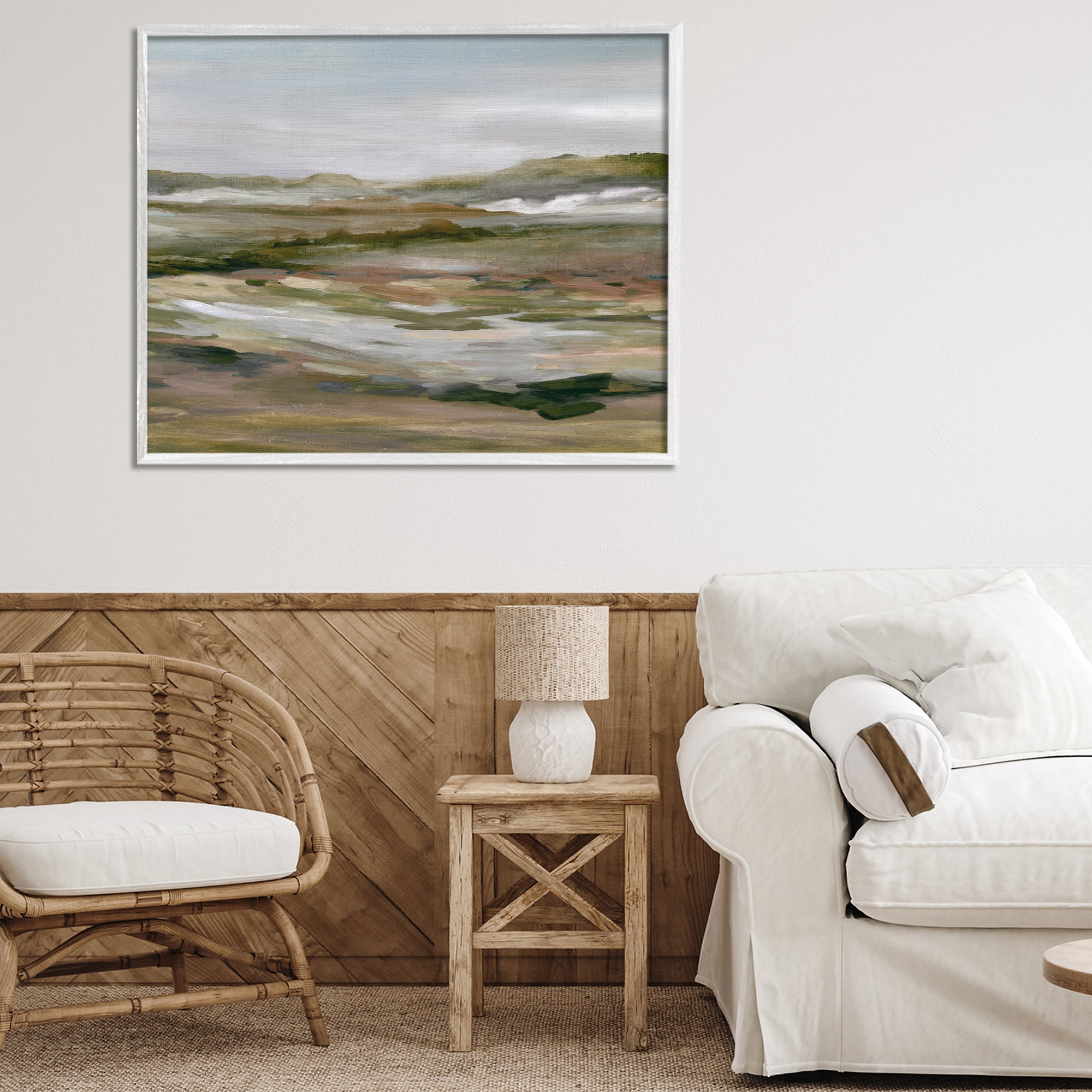 Stupell Industries Natural Meadow Abstract Horizon White Framed Giclee Art, design by Carol Robinson