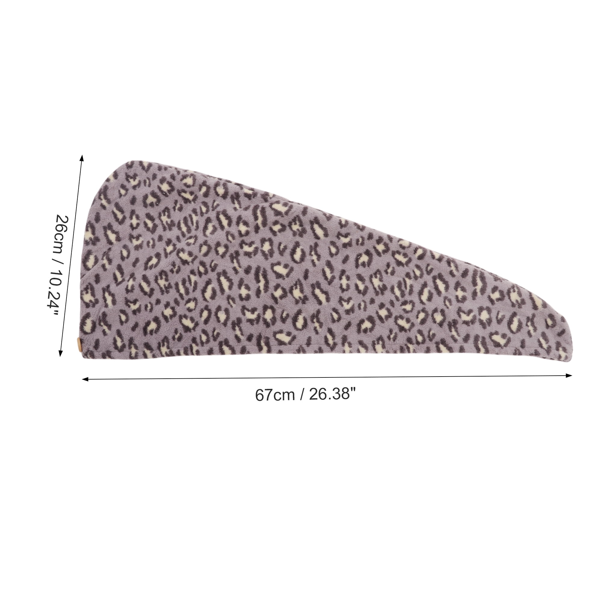 Unique Bargains Water Absorbent Leopard Print Hair Towel for Bathroom Hotel Light Purple