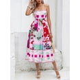 thumbnail image 4 of Elippeo Women Summer Casual A-line Dress Print Spaghetti Strap Backless Midi Dress Fashion Sleeveless Cami Dress, 4 of 9