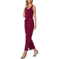 thumbnail image 4 of INSPIRE CHIC Jumpsuits for Women Dressy Casual Jumpsuit Sleeveless Crew Neck Knit Wide Leg Rompers Jumpers Summer Outfits M Wine Red, 4 of 6