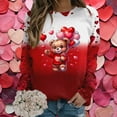 thumbnail image 2 of Sweatshirt for Women Valentine's Day Print Casual Long Sleeve Crew Neck Tops Pullover Athletic Hoodless Comfortable Womens Sweatshirt Red M, 2 of 5