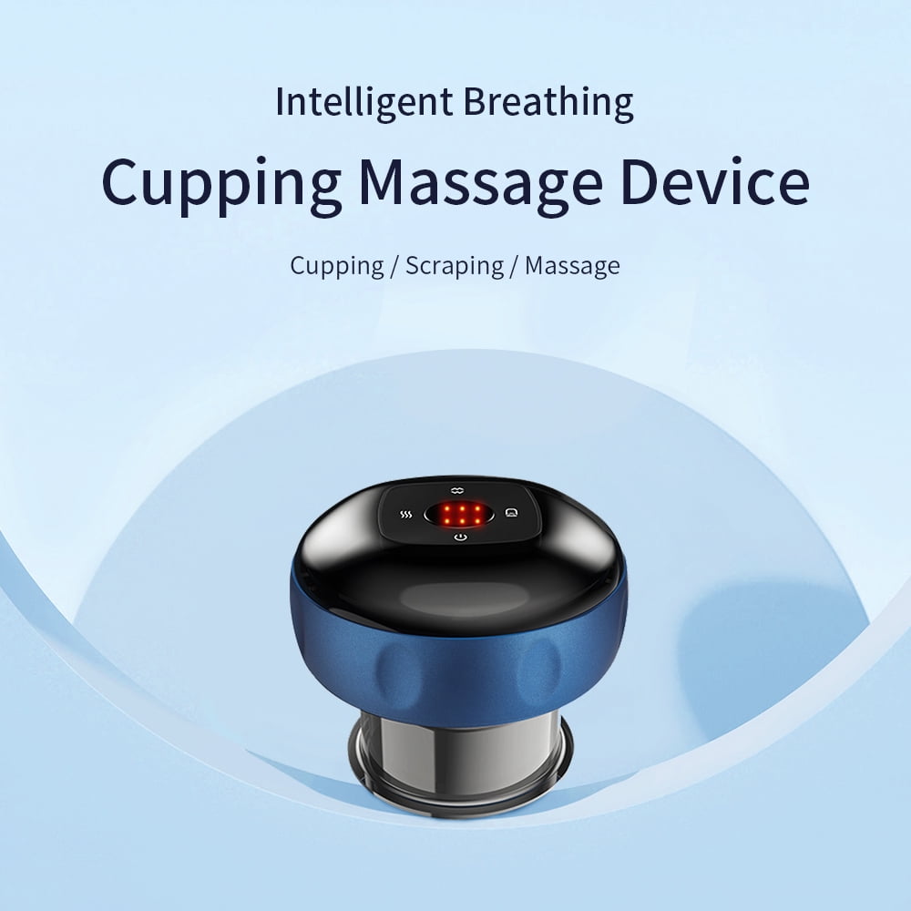 Smart Dynamic Cupping Therapy Massager,Red Light Therapy Intelligent Breathing Cupping Massage Instrument with 6 Adjustable Pulse & Heat Settings for Adult,Gua Sha Massage Tool,Blue