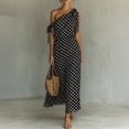 thumbnail image 2 of JULMCOMO Summer Dresses for Women Polka Dot One Shoulder Casual A Line Flowy Maxi Dresses Tie Strap Beach Vacation Sundresses Black XL, 2 of 6