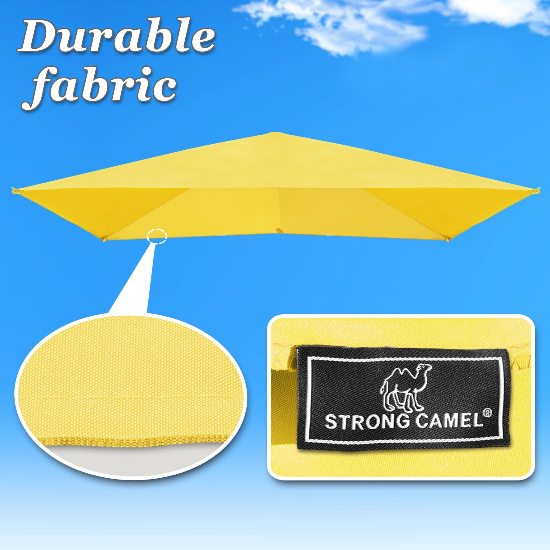 SUNNY Replacement Canopy Cover Only for 8.2X 3.9ft 5 Ribs Half Patio Umbrella (Beige)