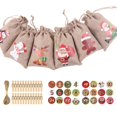 thumbnail image 2 of Conjunto de bolsas de calendario de adviento de Navidad, bolsa de arpillera con cordón de cuenta regresiva de dibujos animados bonitos para regalo, almacenamiento de dulces, adornos colgantes, 2 of 4