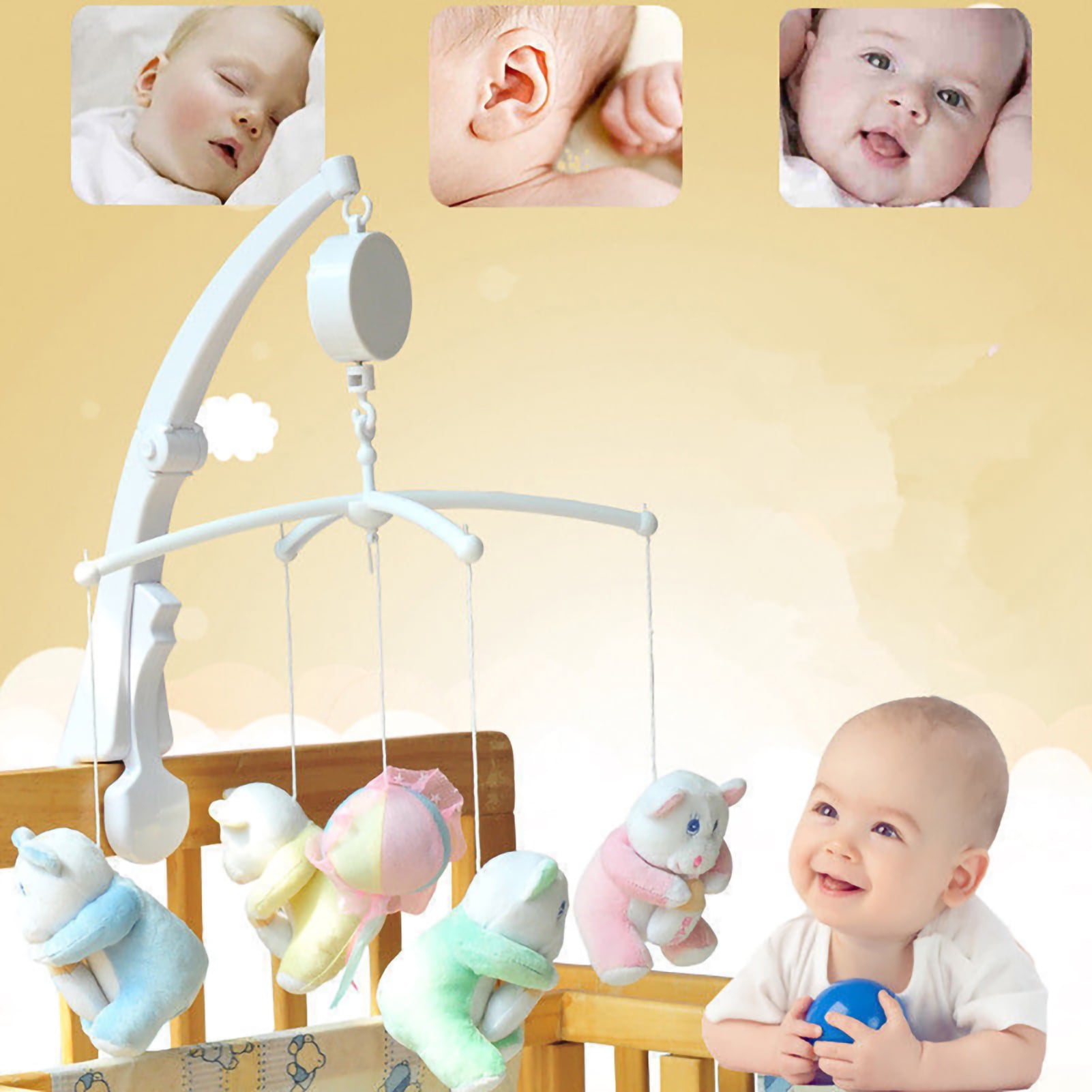 Baby Music Box Mobile Bed Hanging Bell Toy Windup DIY Rotary Gift With Hook 