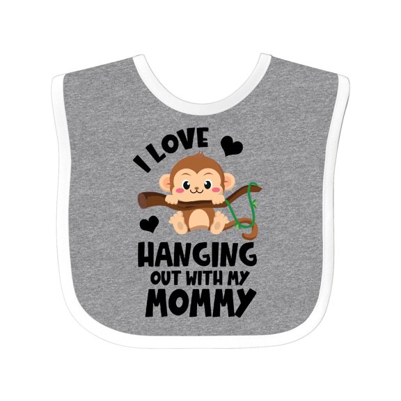 Inktastic Monkey I Love Hanging out with My Mommy Boys or Girls Baby Bib