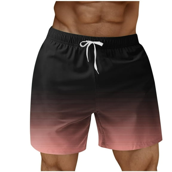 Xuniizn Mens Swim Trunks Elastic Waist Gradient Print Swimming Shorts with Pockets Plus Size Breathable Quick Dry Beach Board Shorts, S-5XL
