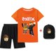 thumbnail image 1 of Juego Roblox de tres piezas para niños y niñas, traje informal, periférico, bidimensional, camisetas y pantalones cortos + sombreros, 1 of 4