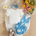 thumbnail image 5 of Tigivemen Newborn Baby Girl Clothes Bodysuit Romper and Flutter Sleeve Tops with Headbands Infant Summer Spring Outfits Sky Blue,6-9 Months, 5 of 5