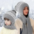 thumbnail image 3 of Beanies Hats Men, Baberdicy Women Winter Slouchy Knit Warm Hats Wool Cap Scarf Integrated Pullover Cap Cute Parent Child Knitted Hat Beanie, 3 of 5