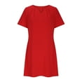 thumbnail image 3 of Ovzne Robes d'Été pour Femmes Robe Décontractée d'Été Printemps Manches Courtes avec Poches Robe de Plage Ligne A Robe Décontractée Robe de Vacances Manches Courtes Imprimée Liquidation, 3 of 5