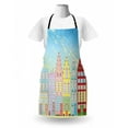 thumbnail image 3 of Amsterdam Apron, Print of Vibrant Houses in Holland Illustrated in Cartoon Style, Unisex Kitchen Bib with Adjustable Neck for Cooking Gardening, Adult Size, Deep Sky Blue Multicolor, by Ambesonne, 3 of 4
