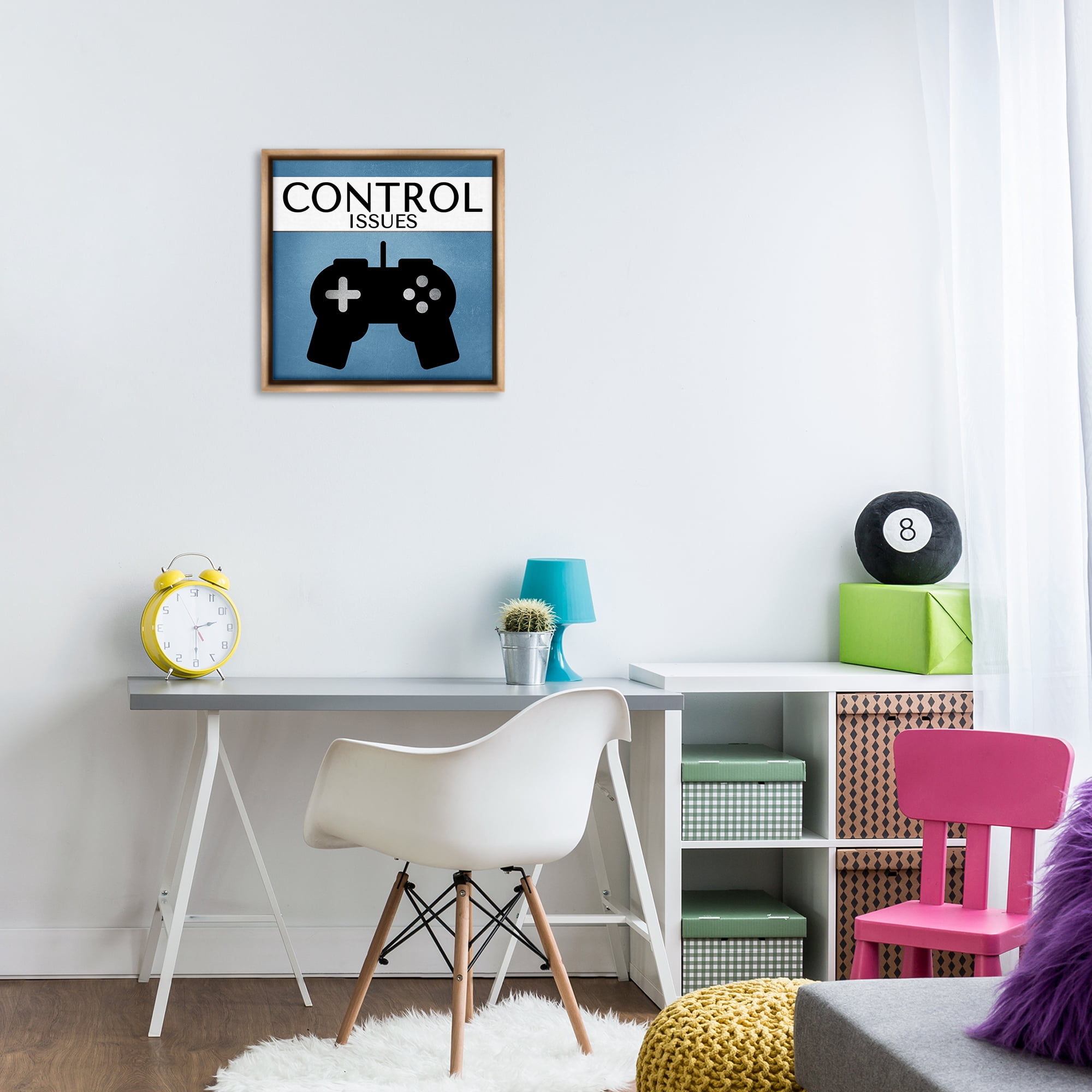 Stupell Industries Control Issues Gamer Entertainment Painting Brown Floater Framed Canvas Art Print Wall Art, 18 x 18