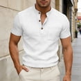 thumbnail image 3 of Henley Shirts for Men 2026 Summer Short Sleeve Casual Loose Waffle Plain Tshirts Polo Shirt with Chest Pocket, 3 of 5
