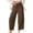 Brown, variant on hotojiny Women's Linen Pants Loose Comfy Wide Leg Cropped Pants Lightweight Drawstring Elastic Waist Casual Beach Trousers