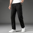thumbnail image 2 of Dagegui Mens Cotton Cargo Pants Cozy Elastic Waist Straight Fit Pant Big and Tall Outdoor Running Athletic Work Trousers Summer Clothes Black L, 2 of 6